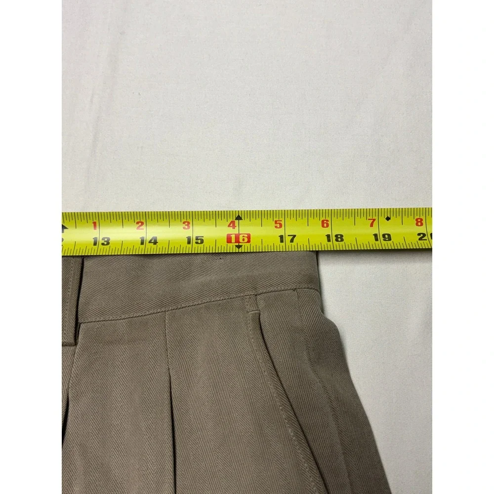 Tommy Bahama 100% Silk Pleated Herringbone Trousers Mens 35X27 Khaki Cuffed Wide